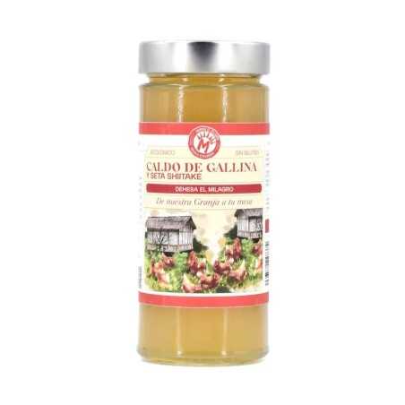Caldo ecológico de gallina y setas shiitake